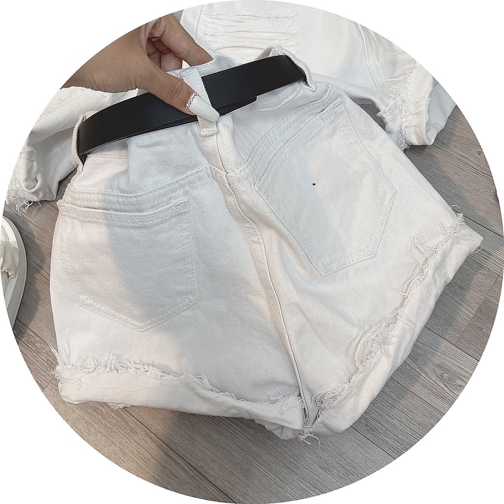 Quần Sọt Jeans COTTON trắng rách hàng Quảng Châu cao cấp QS04