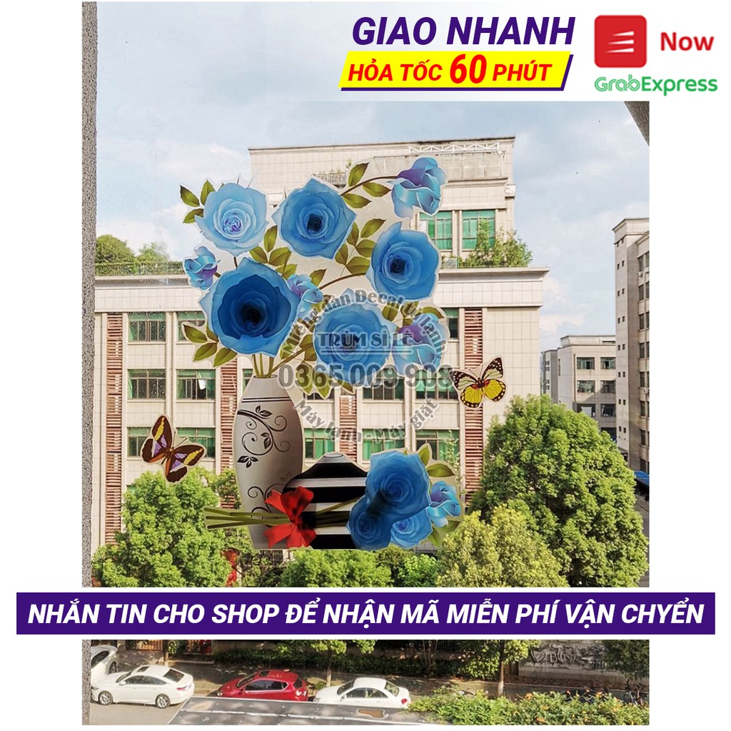 Tranh Decal 3D Hoa Nổi - Tranh Dán Tường Trang Trí Phòng Đẹp Mắt, Có Keo Dán sẵn (Gửi mẫu ngẫu nhiên)