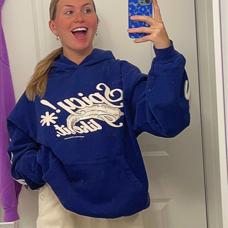 Áo hoodie Lông Cừu Màu Tím Xanh Dương Tím In Chữ Beauty tide Justin bieber Purpose tour around the tour