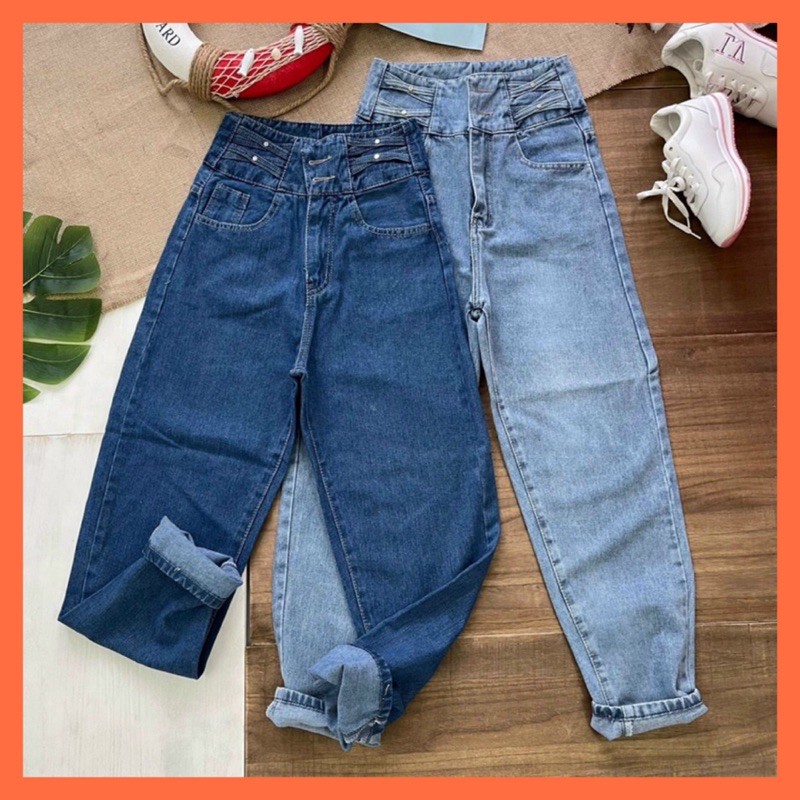 QUẦN JEAN BAGGY NỮ CẠP CAO TRƠN PHỐI LƯNG QUẦN CHÉO DÂY MS 416 [CLIP THẬT] [FREESHIP] HÀNG LOẠI 1,VẢI DÀY, MỀM MỊN DỄ M