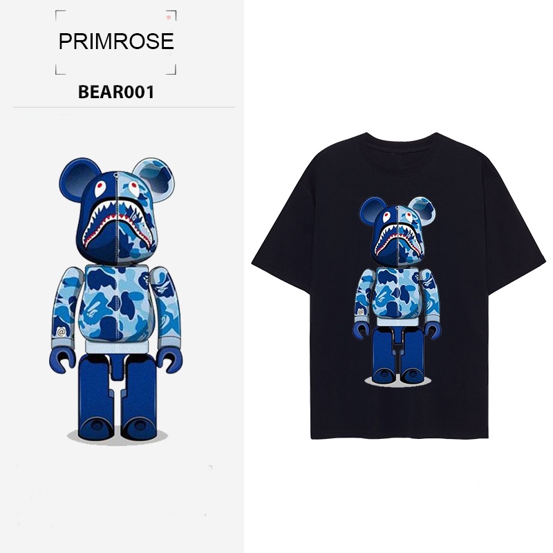 Áo Thun Unisex BearBrick BAPE Camo Shark Blue Thiết Kế - Tshirt Unisex Nam Nữ BearBrick Basic 2 Màu Trắng Đen Form Rộng