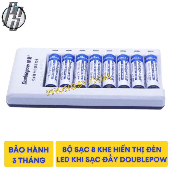 [Có bảo hành] Bộ sạc đa năng Doublepow DP-K18 loại mới + hộp 8 pin tiểu sạc AA 1200mAh