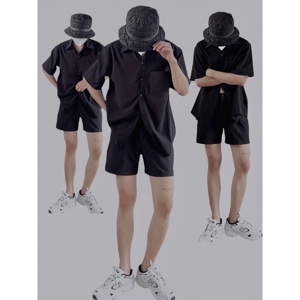 Set đồ bộ Áo Sơmi Tay Ngắn, Quần Short cho Nam Dáng Hàn Quốc