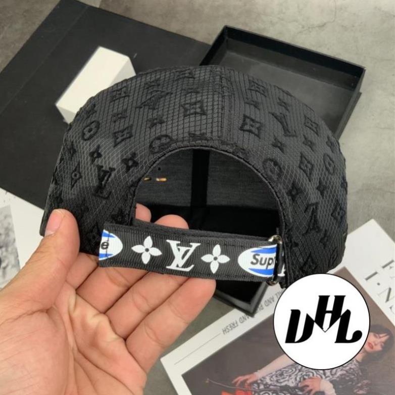 Mũ Lưỡi Trai Von LV Phối Viền Da Gắn Logo Nổi Phối Lưới Thời Trang Cao Cấp