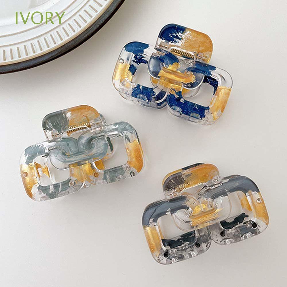 Kẹp tóc acrylic màu sắc tương phản phong cách Hàn Quốc ngọt ngào cho nữ