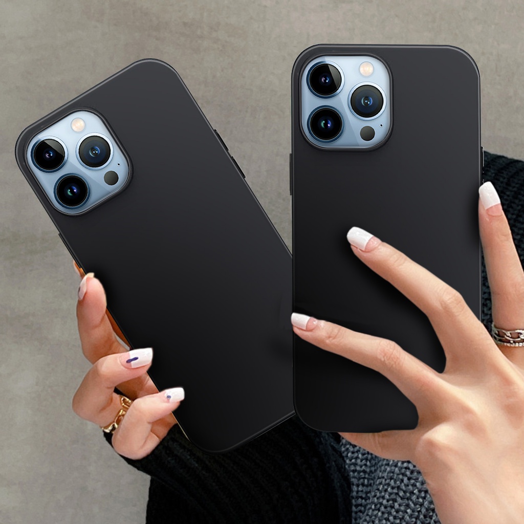 Ốp điện thoại silicon mềm màu đen trơn dành cho iphone 13 pro max 7 8 plus x xr xs max se 2020 iphone 12 pro max