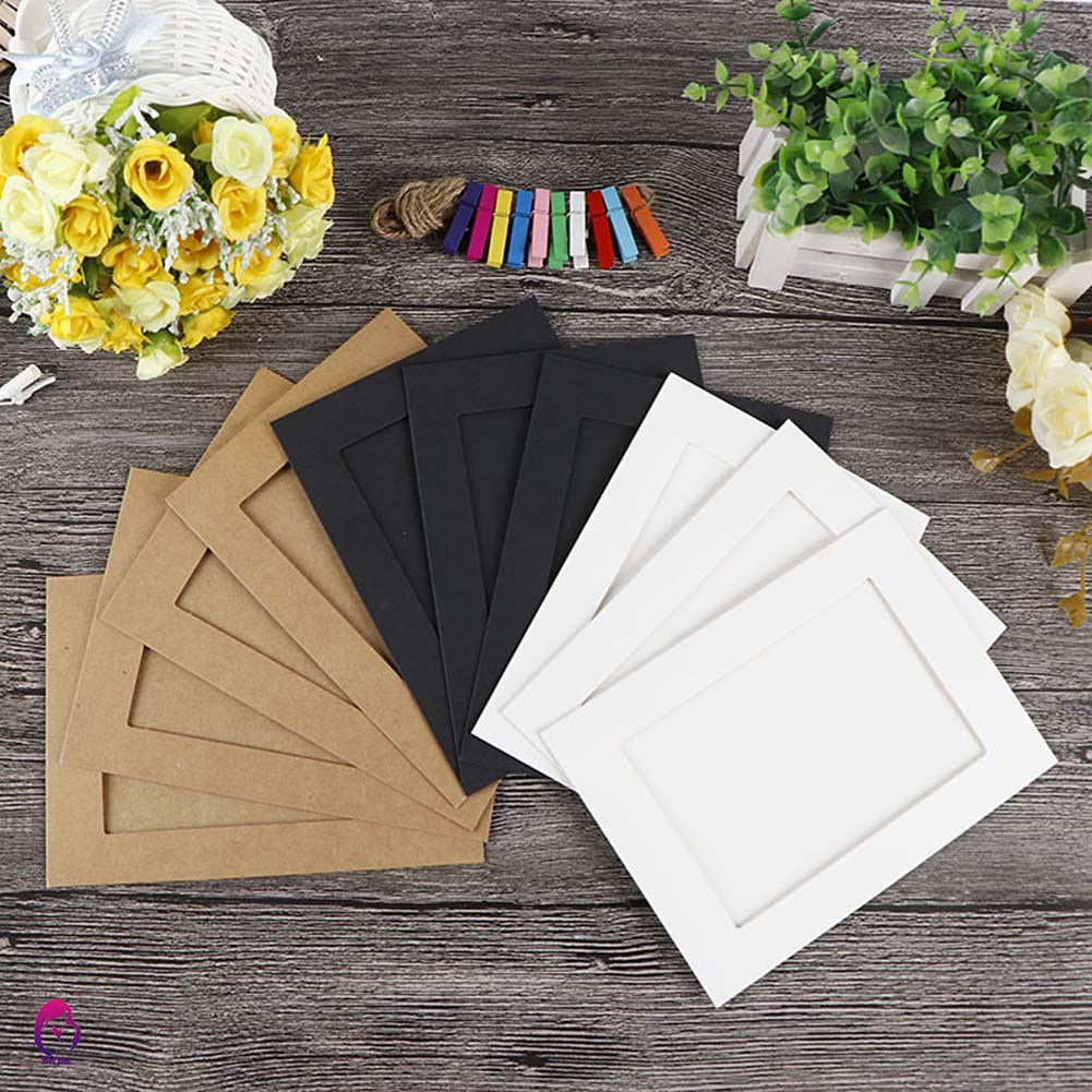 ♦♦ 10pcs Photo Frame DIY 3 5 6 7 Inch Kraft Paper Hanging Wall Picture Album Decoration For Home