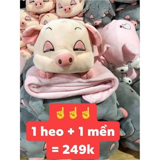 Bộ chăn gối văn phòng hình heo dễ thương
