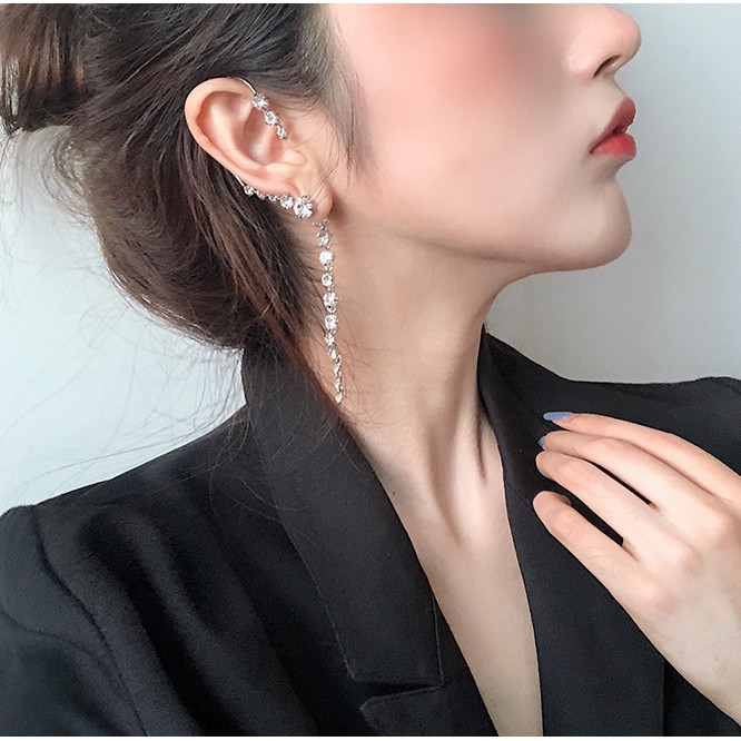 Bông tai máng vành tai đá phản quang siêu cấp (01 cái) BT96