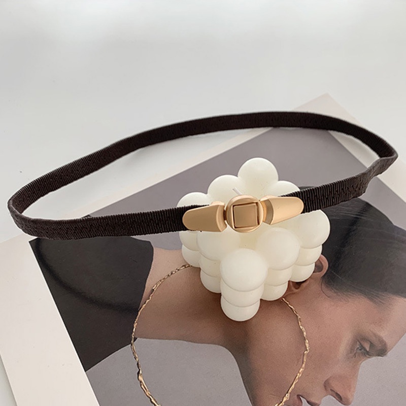 Thắt Lưng Da PU Màu Trơn Phối Khóa Vàng Thời Trang Cho Nữ