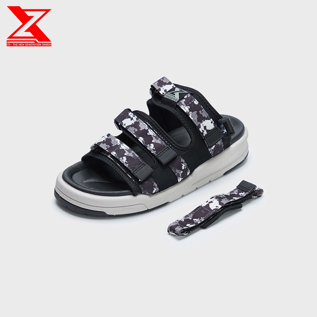 Giày Sandal nam nữ ZX 3121 Black Camo 3 quai đế bằng 3cm