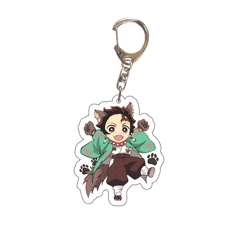 Móc khóa từ nhựa acrylic họa tiết hoạt hình Songping Demon Slayer Tanjirou Nezuko Zenitsu Inosuke