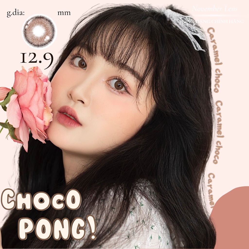 Kính áp tròng màu nâu caramel ngọt CHOCOPONG CARAMEL nhấn mắt nâu nhẹ