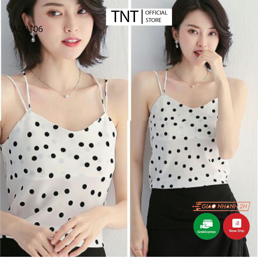 Áo 2 dây nữ sợi bún trơn GOROGI - áo hai dây nữ chấm bi dây nhỏ kiểu croptop chất lụa sang xịn mịn