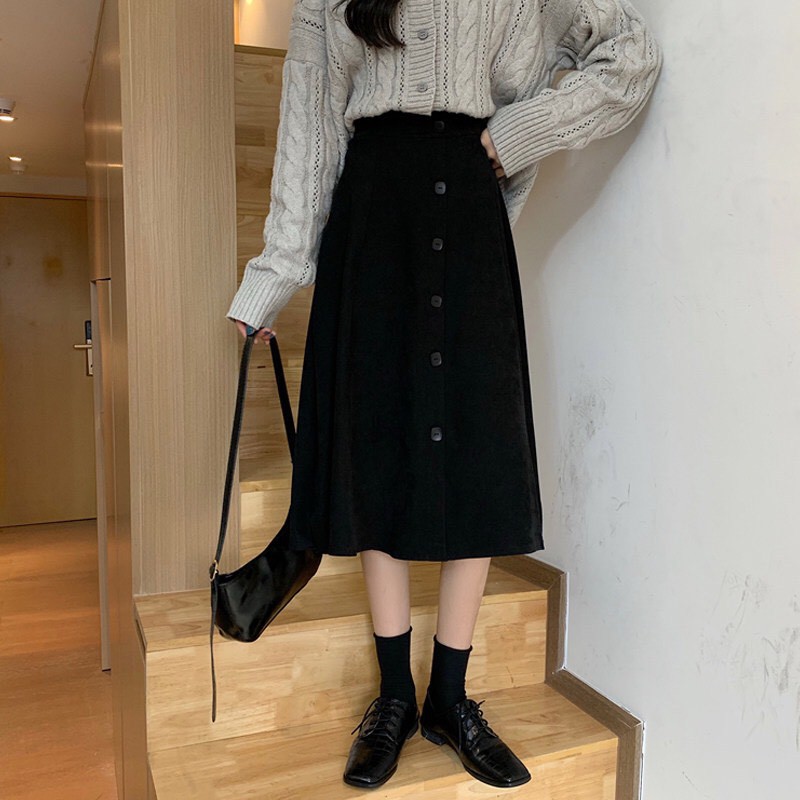  Chân váy xòe dáng dài có cúc, váy midi M804 | BigBuy360 - bigbuy360.vn