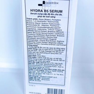 [30mL] SERUM GOODNDOC HYDRA B5 DƯỠNG ẨM-SÁNG DA