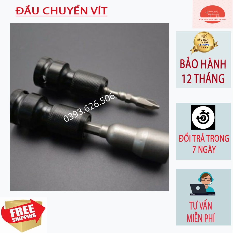 Đầu Chuyển Bulong 1/2 Sang Bắt Vít chuôi lục giác,dùng cho mày siết bulong bắn vít.