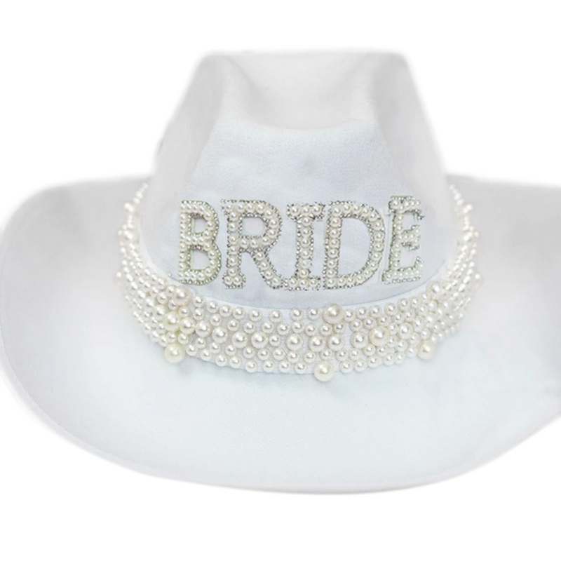 Mũ Vành Rộng Màu Trắng Phong Cách Phương Tây Cho Cô Dâu