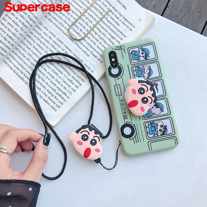 Ốp lưng mềm in hình maruko và shinchan dễ thương kèm dây đeo dành cho Huawei Nova 4 3e 3i 3 2s