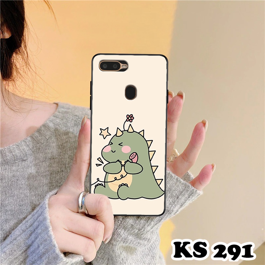 Ốp lưng Oppo A5s - Oppo A7 - Oppo A12 - Ốp in hình khủng long DinoCute - Lưng nhám viền TPU