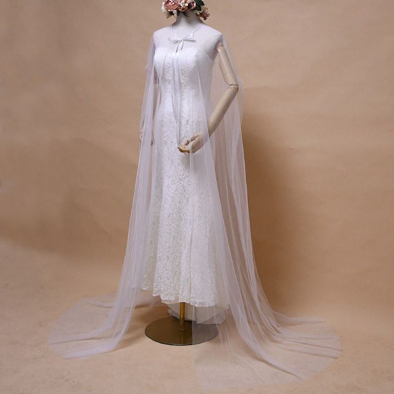 Áo choàng dài phối lưới màu trắng thời trang sang trọng cho nữ
 | BigBuy360 - bigbuy360.vn