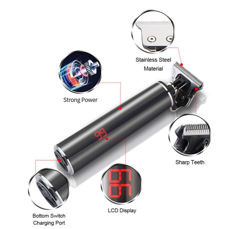 Tông Đơ Cắt Tóc Cạo Râu Chuyên Nghiệp Không Dây Hình Chữ T Cho Nam