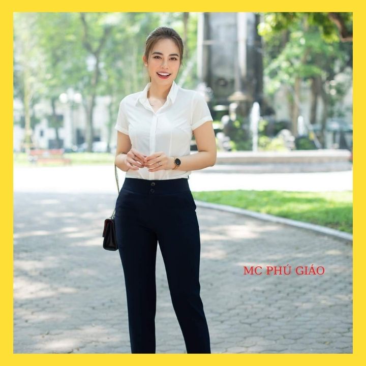 Áo Sơ Mi Trắng Nữ Công Sở Đẹp Mc Fashion Tay Cộc Dài Lửng Lỡ Size Đủ Chất Vải Mát Co Giãn Nhẹ A0068