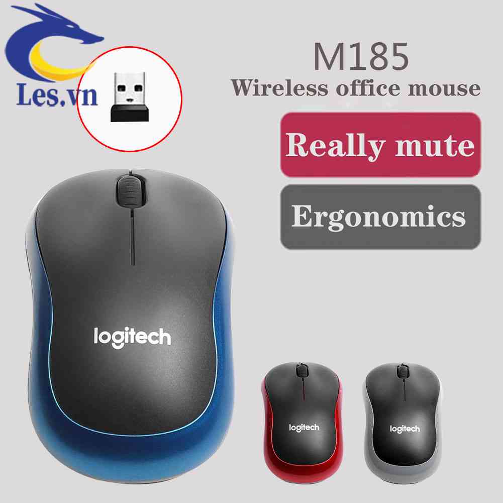 Chuột Quang Gaming Logitech M185 2.4 GHz Không Dây, 3 NúT BấM 1000DPI