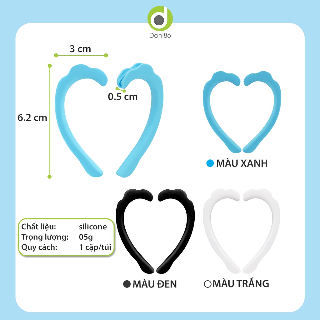 Quai silicone đeo khẩu trang mẫu có gợn sóng đệm êm vành tai, đeo kính không tuột_Doni86_DOK195