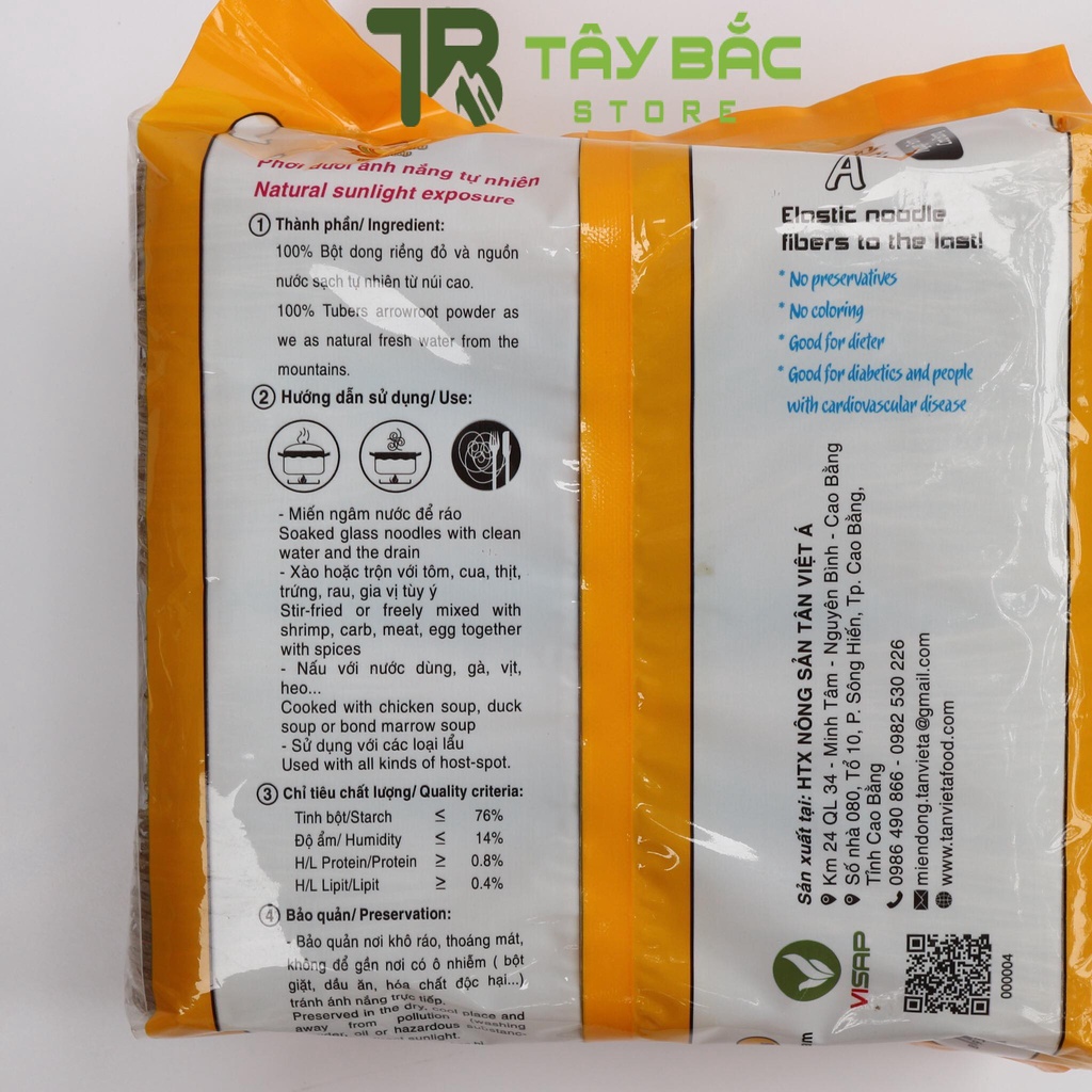 Miến Dong Cao Bằng Túi 1Kg Thương Hiệu TÂN VIỆT Á Hàng Cao Cấp