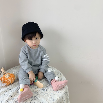 Áo liền quần dài tay hoa văn kẻ sọc thời trang mùa thu đông dành cho trẻ nhỏ 0-2 tuổi