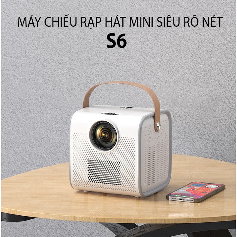 [ Chính hãng ] Combo Máy Chiếu Mini Siêu Nét Kết Nối Bluetooth Wifi S6 ( Hỗ trợ Tiếng Việt ) Và Dây Cáp HDMI 1,5m