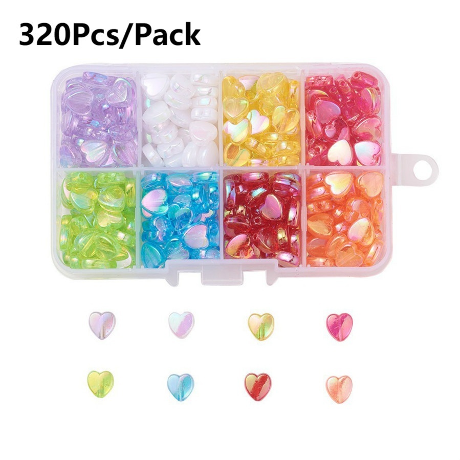 Hộp 320 Hạt Hình Trái Tim 8mm Với 8 Màu Tùy Chọn Để Làm Đồ Trang Sức