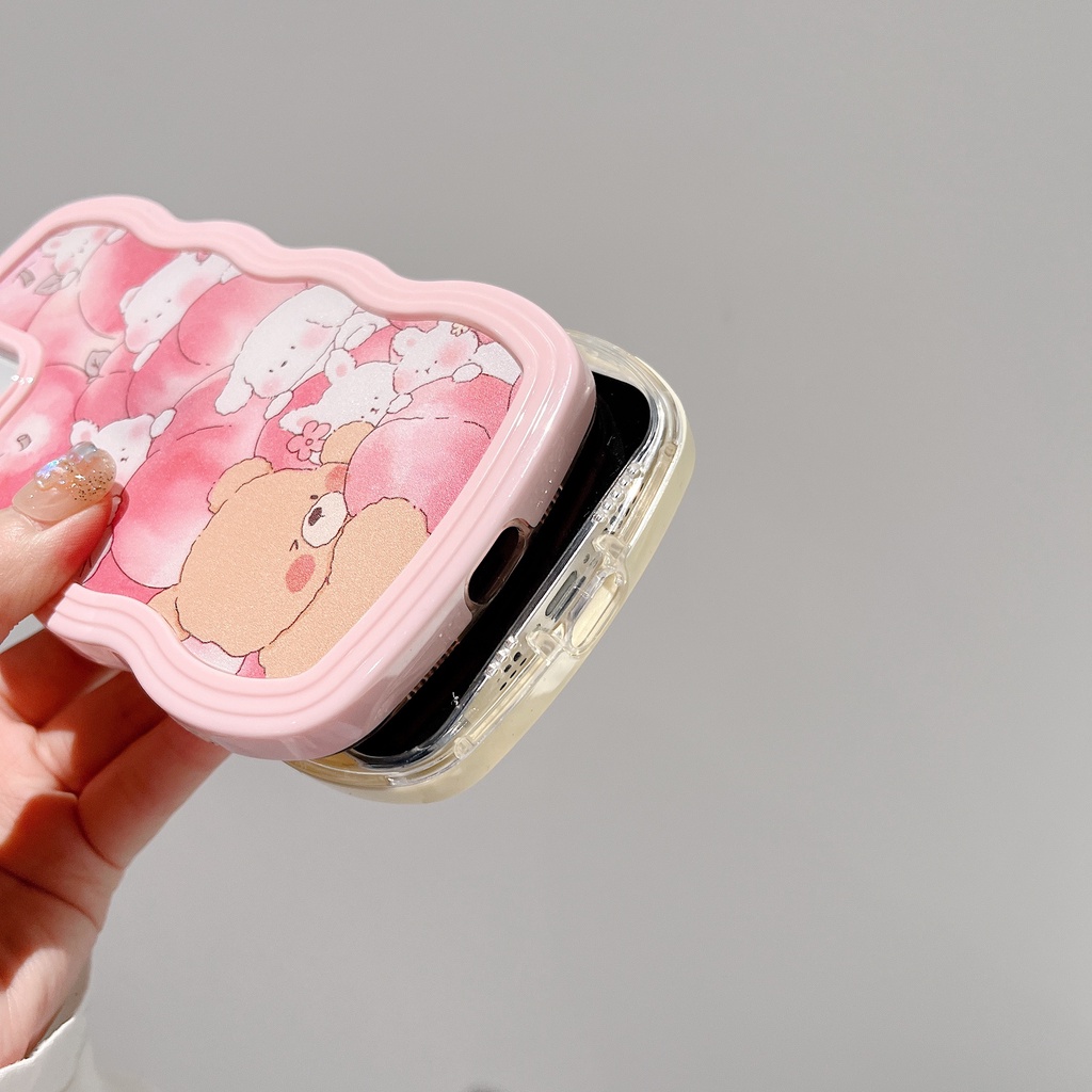 Ốp Điện Thoại Silicon Tpu Mềm Bo Viền Chống Sốc Hình Gấu 2 Trong 1 Cho iPhone 14 13 12 11 Pro Max XS XR 8 7 Plus