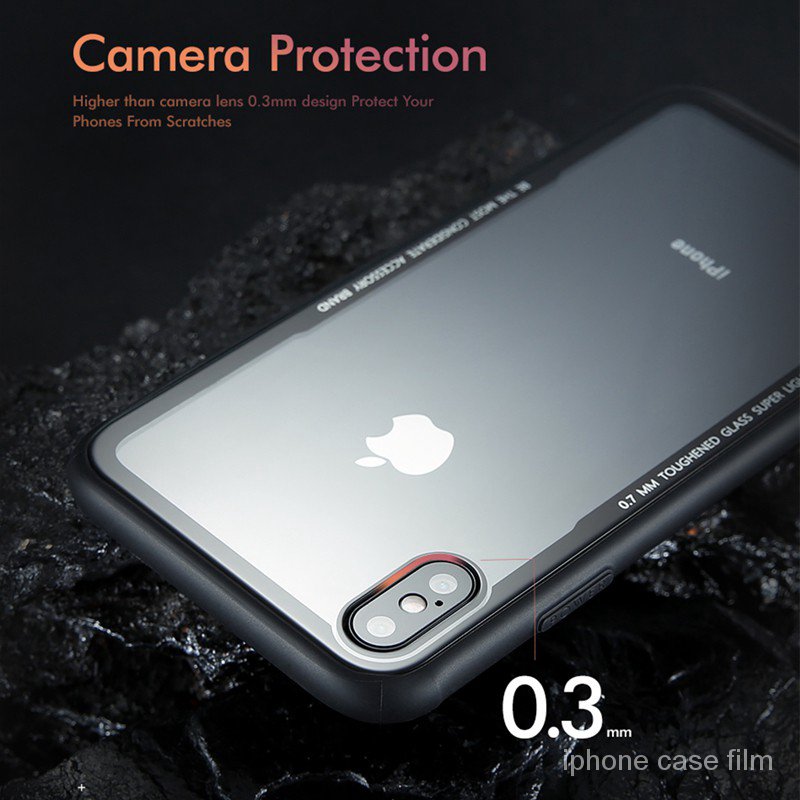 Ốp điện thoại TPU kính cường lực cứng cáp trong suốt cho iPhone 11 Pro XS MAX 6 7 8 plus X XR SE2 2020