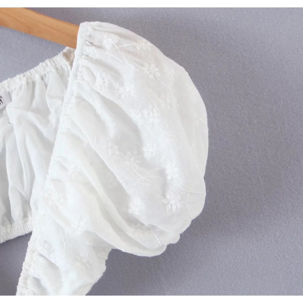 DUNEA Đầm tay phồng thêu họa tiết hoa dễ thương thời trang quyến rũ dành cho nữ