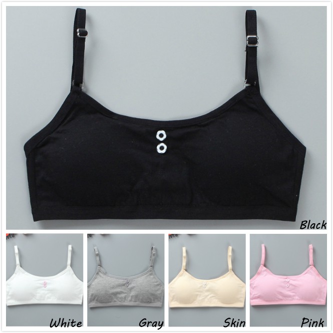 [B210] Áo Ngực Cotton Màu Trơn Thoải Mái Có Đệm Có Thể Tháo Rời Cho Thanh Thiếu Niên