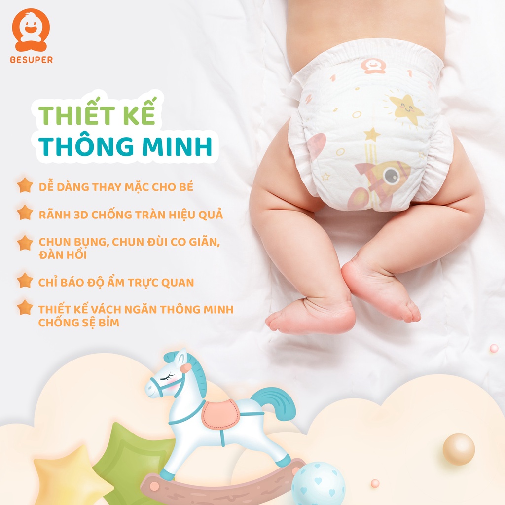 COMBO 2 Tã Quần Organic Besuper - Bỉm Dán Chuẩn Châu Âu Lõi Nén Mỏng Nhẹ - Cho Bé 3 Đến 25kg S-3XL