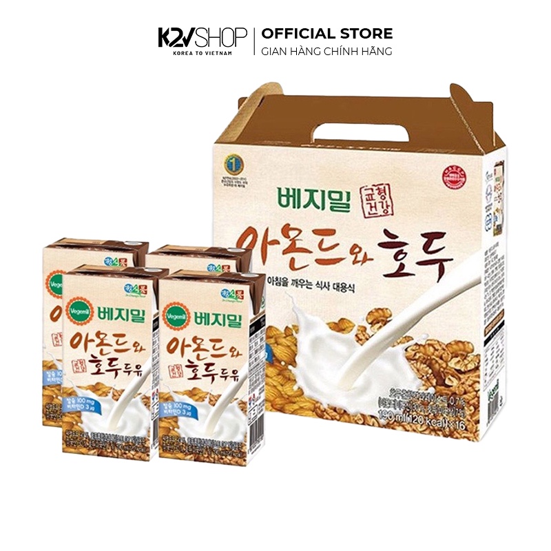 Sữa Hạnh Nhân Óc Chó Vegemil Sữa Hạt Hàn Quốc Thơm Ngon Bổ Dưỡng (1 HỘP 190ML)
