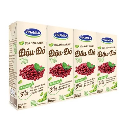 SỮA ĐẬU NÀNH VINAMILK ĐẬU ĐỎ - LỐC 4 HỘP X 180ML