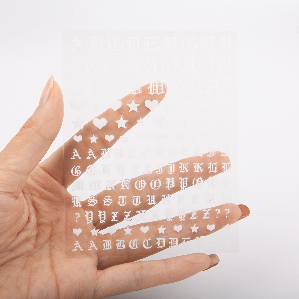 [Hàng mới về] Tờ miếng dán trang trí móng tay nghệ thuật kiểu chữ cái 3D thời trang