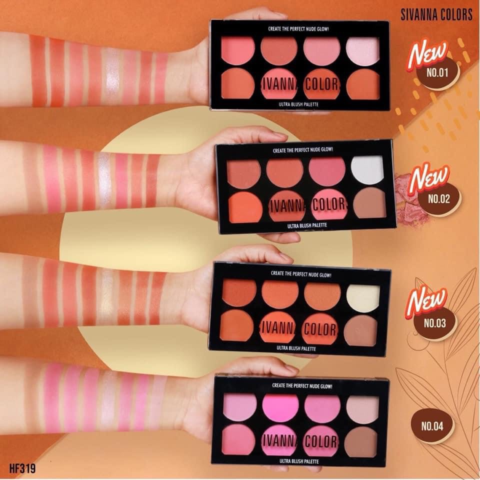 Set Phấn Má- Tạo Khối- Highlight] Sivanna Ultra Brush Palette HF 319