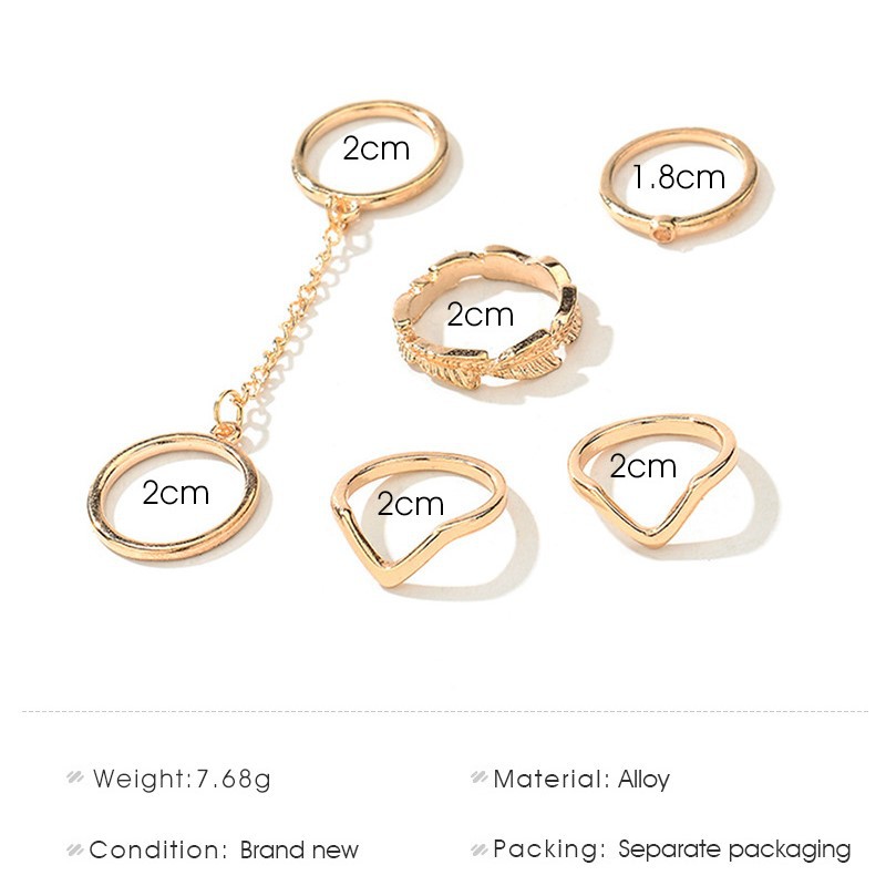 Set 6 nhẫn đốt ngón tay thời trang dành cho nữ