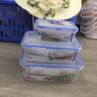 Bộ 3 hộp bảo quản thực phẩm 4 khoá