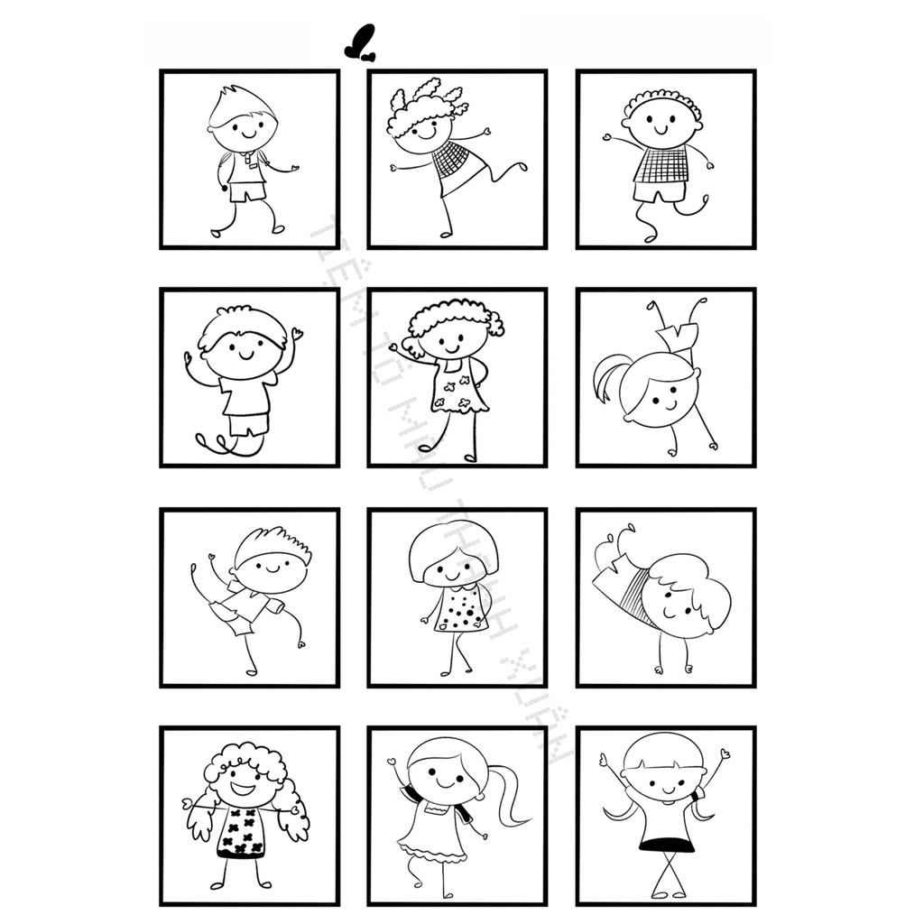 Set 12 Tờ Tranh Tô Màu Hình Vui Nhộn Cute Cho Bé Tô Màu Sáp, Màu Chì - Tiệm Tô Màu Thanh Xuân