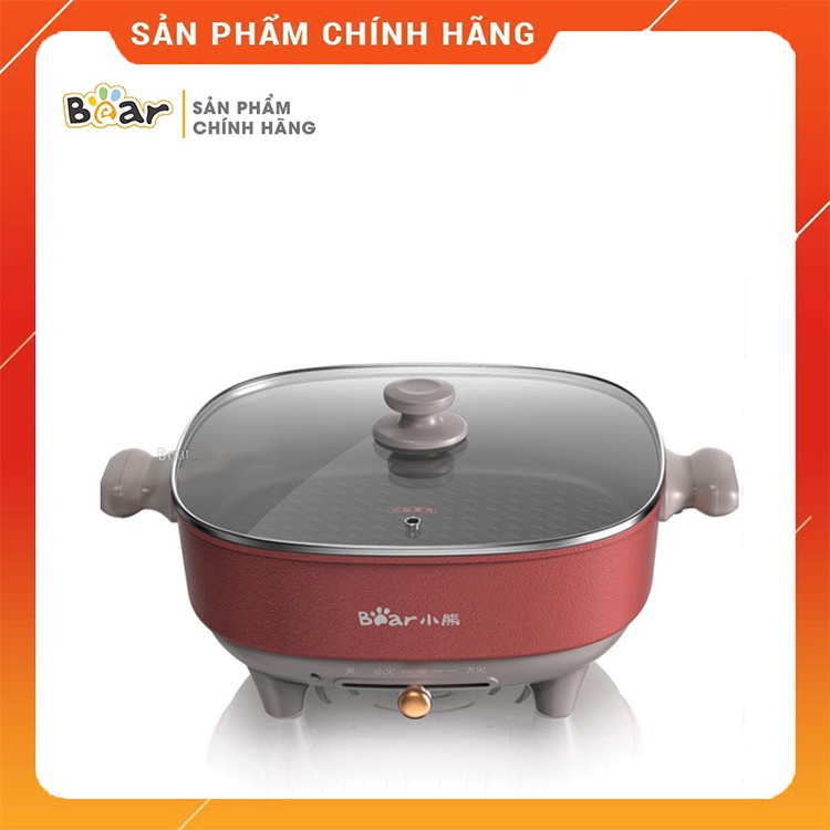 [Bear Chính Hãng]Nồi lẩu đa năng Bear Đỏ gạch có dung tích lớn dùng cho 3-8 người với công suất  lên đến 1350W