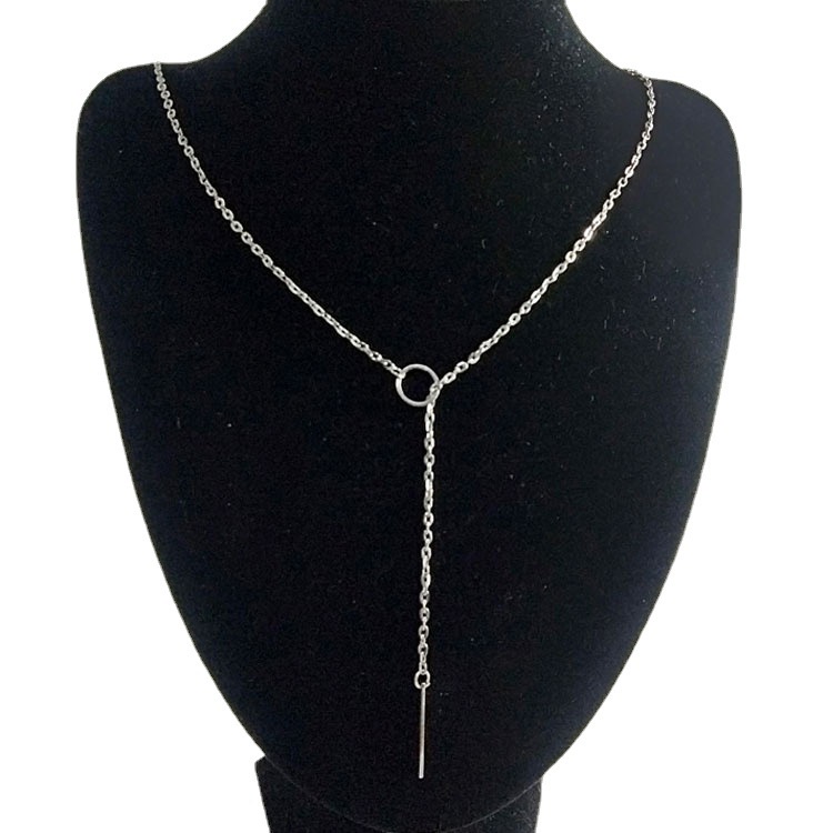 Vòng cổ Dáng Ngắn Mặt Nhẫn Đơn Giản Bằng Kim Loại Phong Cách Âu Mỹ Thời Trang
