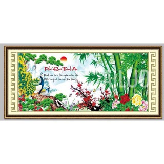 Tranh thêu chữ thập Công Phú Quý Bình An Tứ Quý 53581 (90x45) chưa thêu