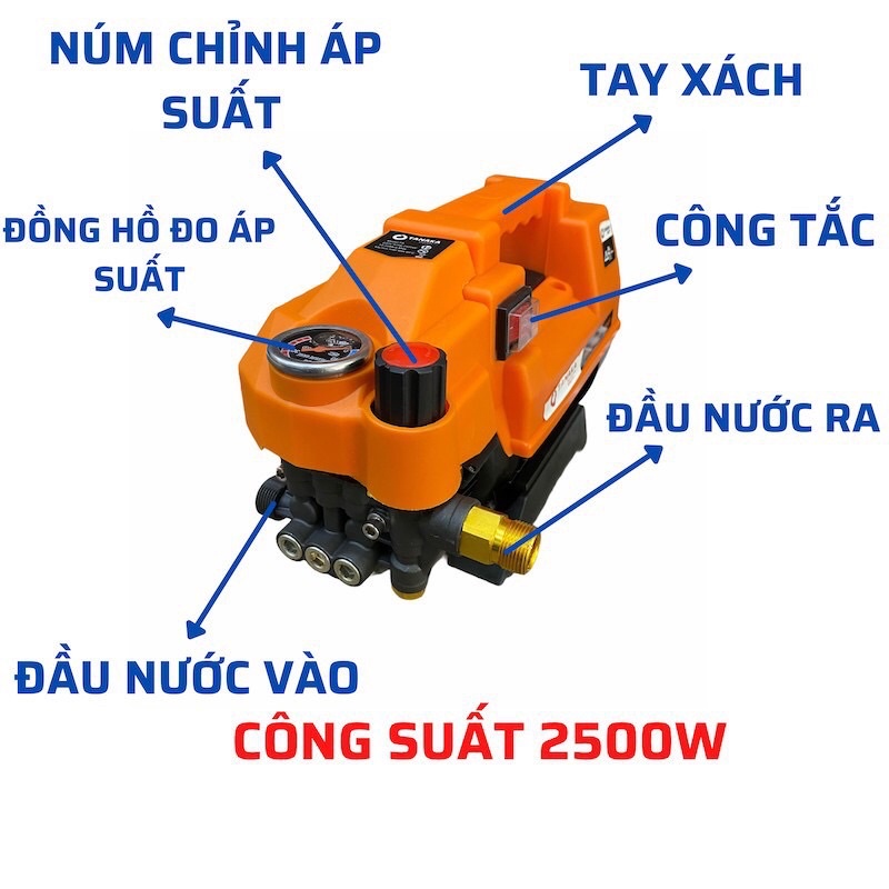 Máy rửa xe TANAKA TURBO áp lực cao  công suất 2500w  Tặng bình xịt tuyết Hàng chính hãng  dây áp