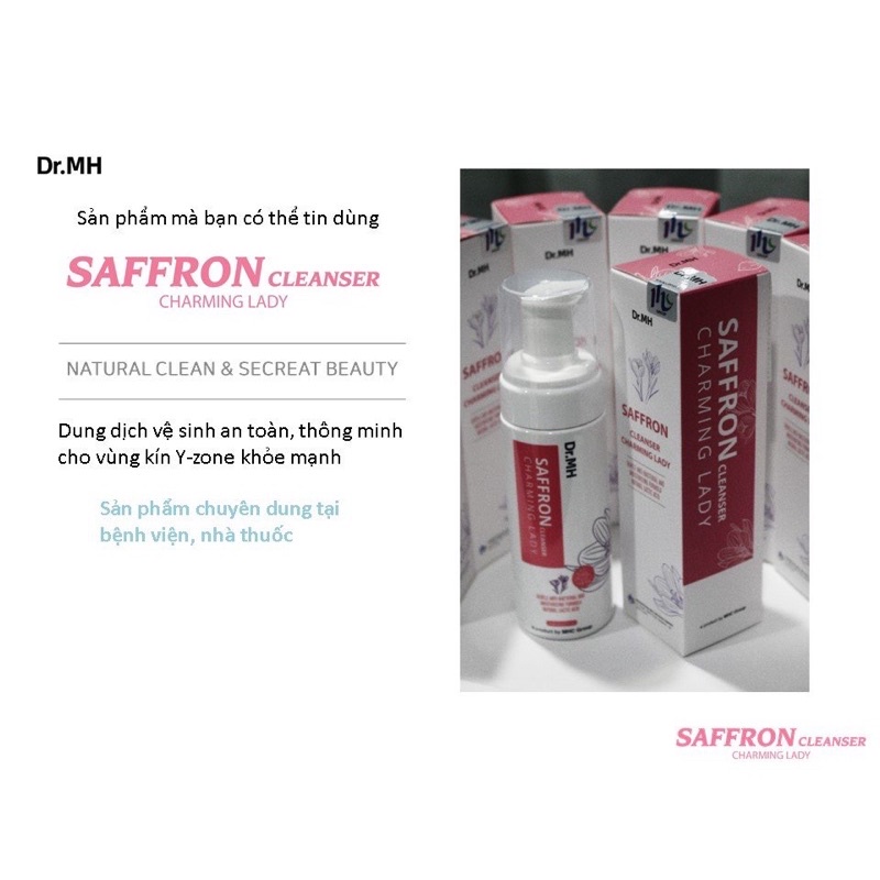 Dung Dịch Vệ Sinh Phụ Nữ Dr.MH SAFFARON an toàn, thông minh, giúp làm sạch, làm hồng, trắng da